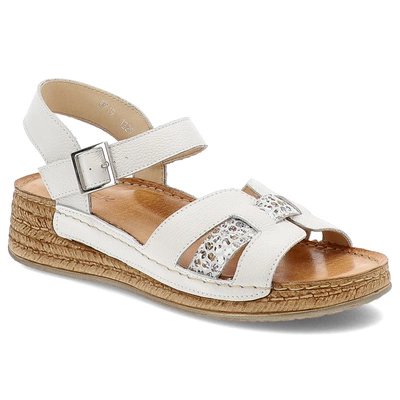 Sandale WASAK - 0719 Biały Groszek+Kwiaty
