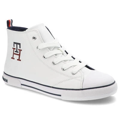 Teniși TOMMY HILFIGER - T3X9-32452-1355100-High Top Lace-Up Sneaker White 100