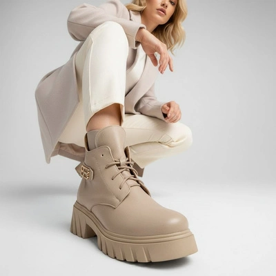 Botki ARMODO - 60483 V.Taupe+Zł.