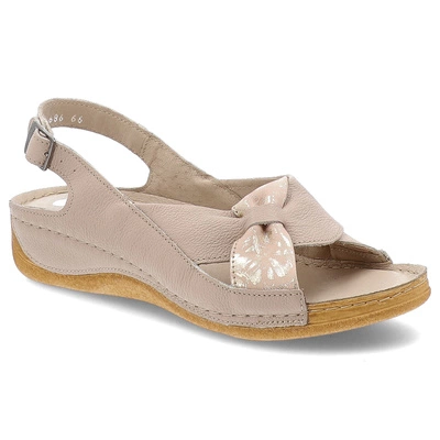 Sandale ARMODO - 5-0686-066 Beige 66+Pigi Złote Kwiaty