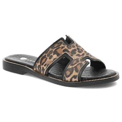 Șlapi ARMODO - 40383 Bf. Czarny+Lampart Beż