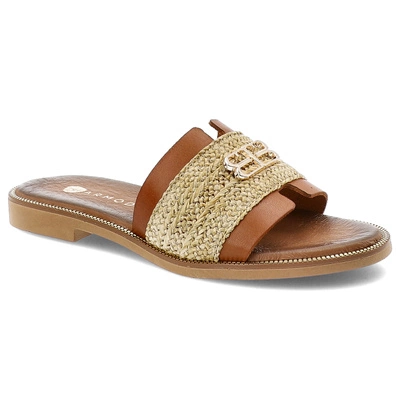 Șlapi ARMODO - 40426 Bf.Brąz+Plec.Słomka+Zł