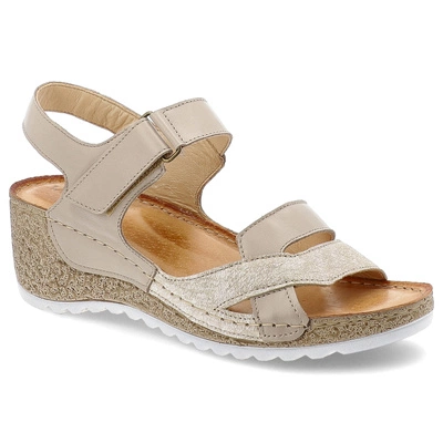 Sandale WASAK - 0757 Beż+Złota Mozaika