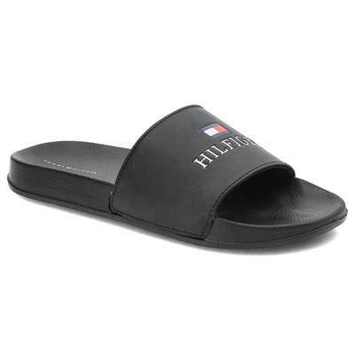 Șlapi TOMMY HILFIGER - T3B0-32574-1172999-Logo Print Pool Slide Black 999