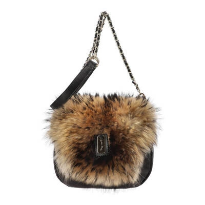 Geantă LUKA-PELLI - T028-4 Maro Cu Blană Naturală De Coon