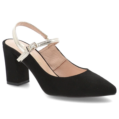Pantofi Cu Toc ARMODO - 867/2/A Czarny Zamsz/Złoty
