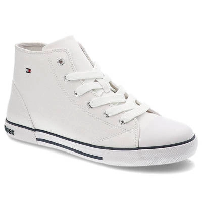 Teniși TOMMY HILFIGER - T3X4-32209-0890100-High Top Lace-Up Sneaker White 100