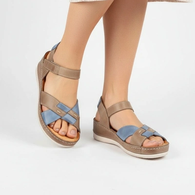 Sandale WASAK - 0473 Cappuccino+Denim