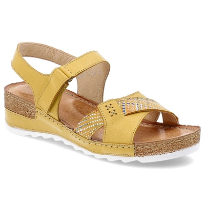 Sandale WASAK - 0620 Żółty Groszek+Kratka