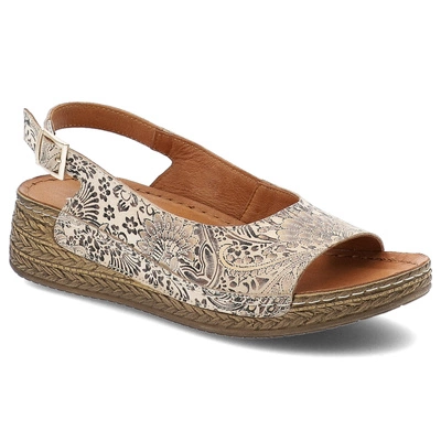 Sandale MACIEJKA - L7069-04/00-1 Beż Kwiaty