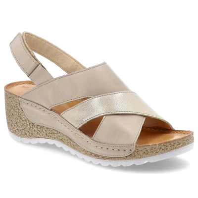 Sandale WASAK - 0493 Beż+Złoto Prada