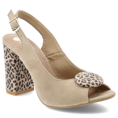 Sandale ARMODO - 1819 Beż Zamsz+Pantera