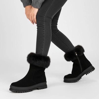 Botine ARMODO - 5-1713-003 Czarny Welur+Królik